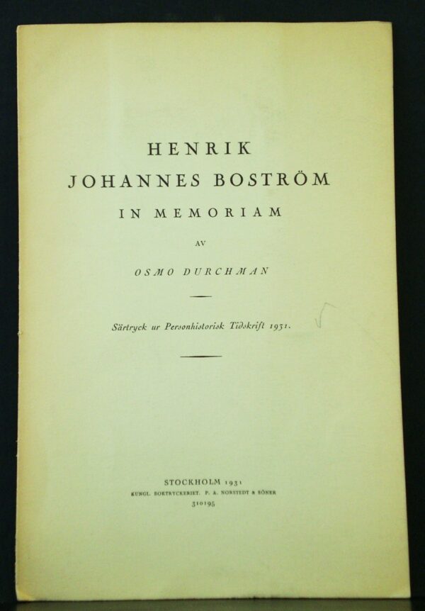 Henrik Johannes Boström in memoriam av Osmo Durchman
