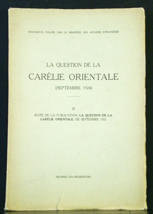 La question de la Carélie Orientale (1924)