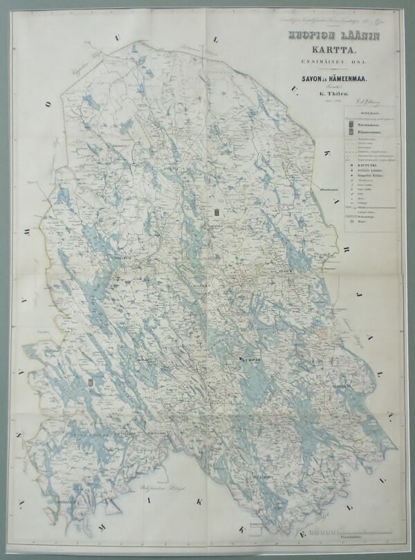 [19th century] Thilén, G.: Kuopion läänin kartta. Ensimmäinen osa. Savon ja Hämeenmaa