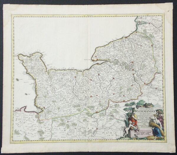 Persoy, Pieter: Nova et Accurata Normandiae Ducatus Tabula  Portubus Littoribus Vysque Praecipuis a Regio Geografo dimensis