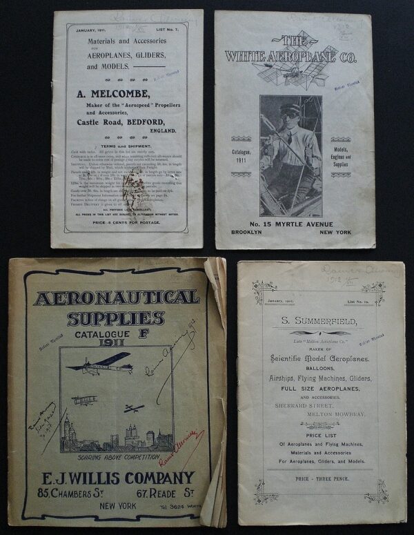 Set of 4 catalogues related to aeroplane material and accessories 1911