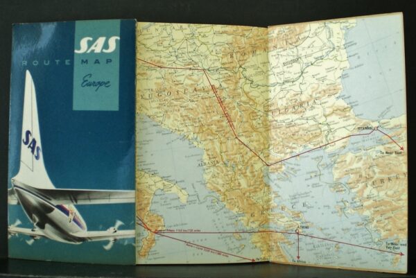 SAS route map, Europe (1956)