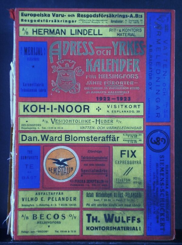 Adress- och yrkeskalender för Helsingfors jämte förorter 1922-1923