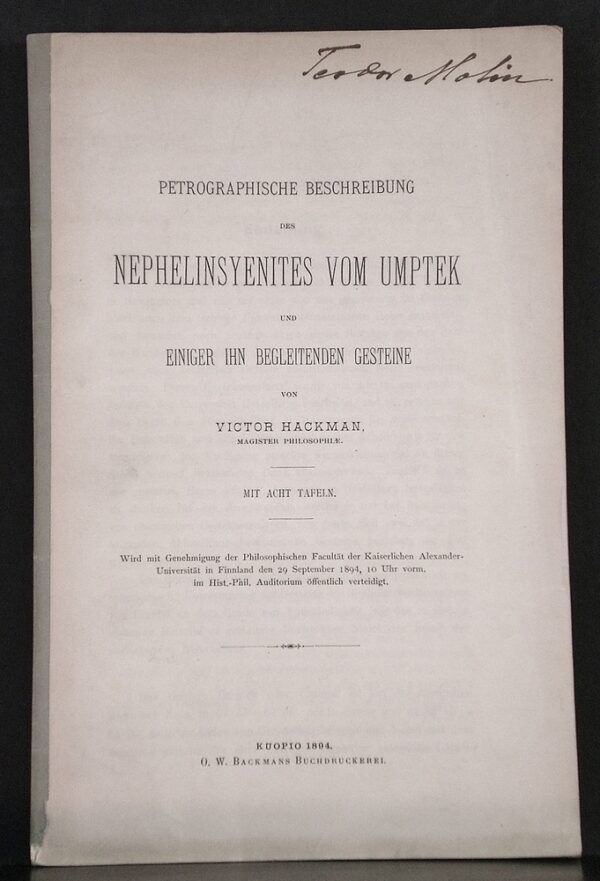 Petrographische Beschreibung des Nephelinsyenites vom Umptek und einiger ihn begleitenden Gesteine von Victor Hackman (1894)
