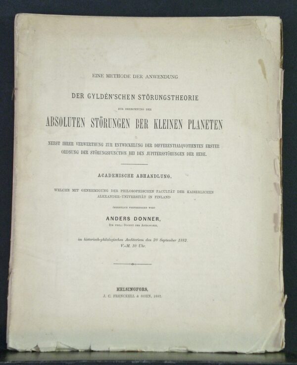 ANDERS DONNER Eine methode der anwendung der Gyldén'schen Störungstheorie