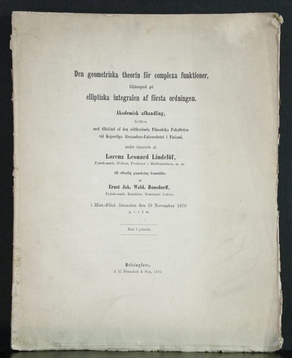 ERNST BONSDORFF Den geometriska theorin för complexa funktioner (1870)