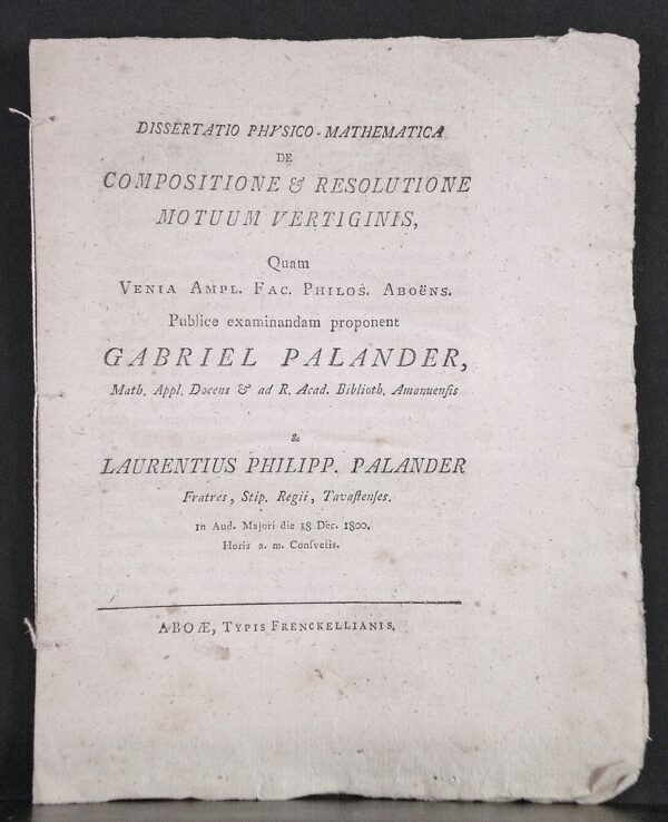 Dissertatio physico-mathematica de compositione & resolutione motuum vertiginis (1800)