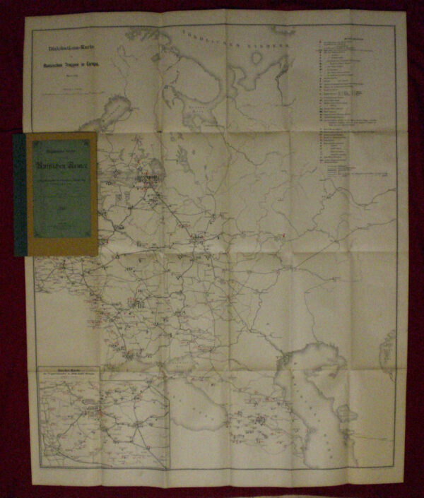 Bober: Dislokations-Karten der gesammten Russischen Armee (Russichen Truppen in Europa 88 x 71 cm, Russischen Truppen in Asien 31 x 51 cm, Tabellarische Yebershichten...) - Venäjän historia ja maantiede