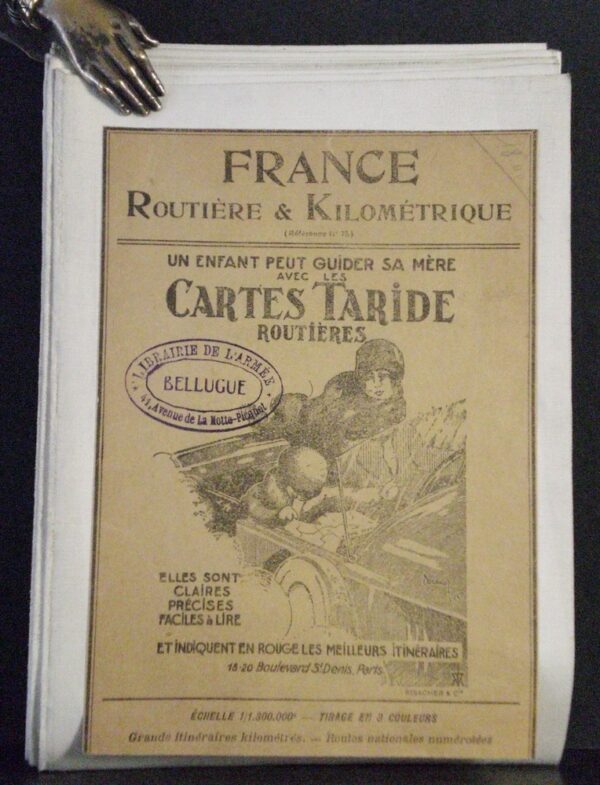 Carte de France Routière et Kilometrique indiquant les grands itinéraires automobiles (1920)