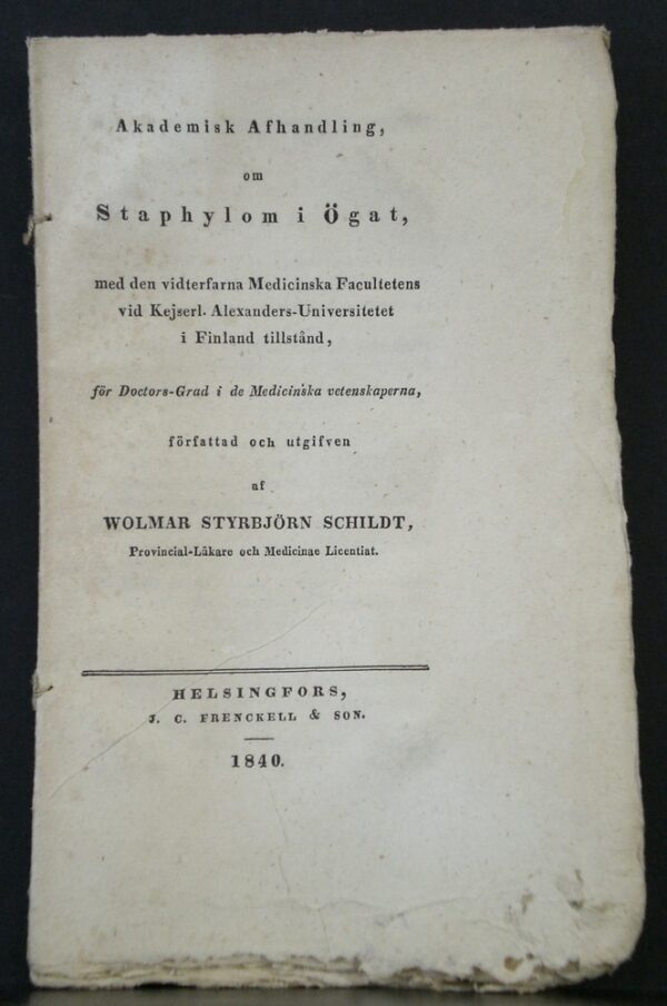 Akademisk afhandling om staphylom i ögat (1840)