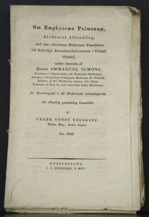 Om Emphysema pulmonum (1847)