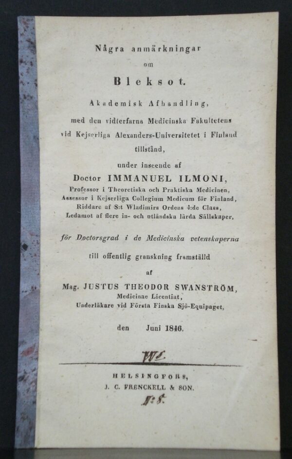 Några anmärkningar on bleksot (1846)