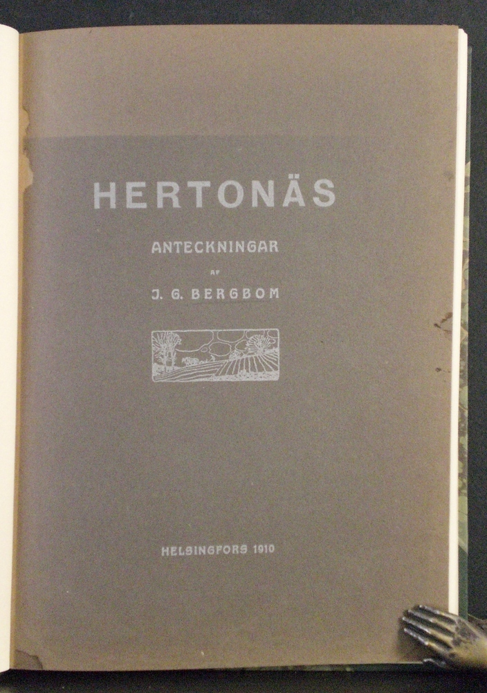 Helsinki - Helsingfors. Bergbom, J.G.: Hertonäs. Anteckningar - kaupungit