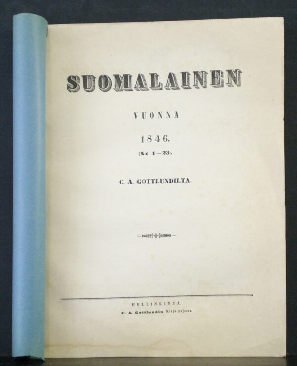 Suomalainen vuonna 1846 C. A. Gottlundilta