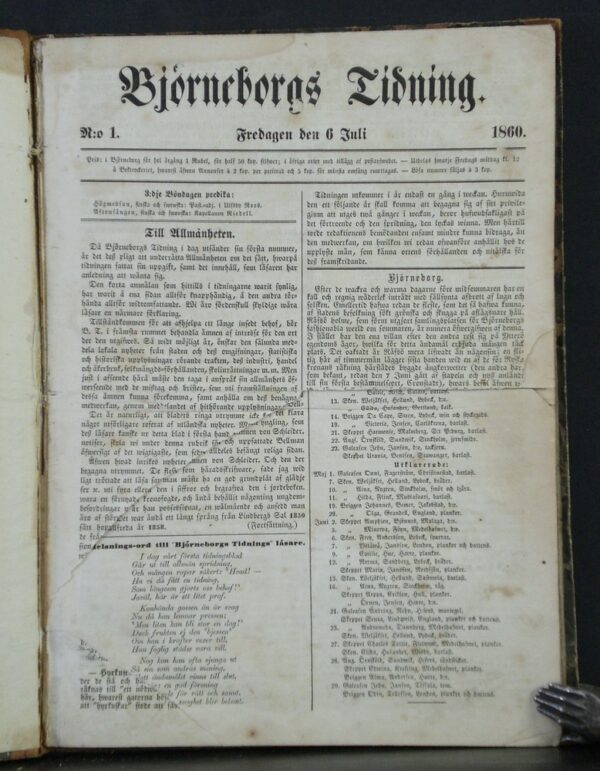 Björneborgs Tidning 1860