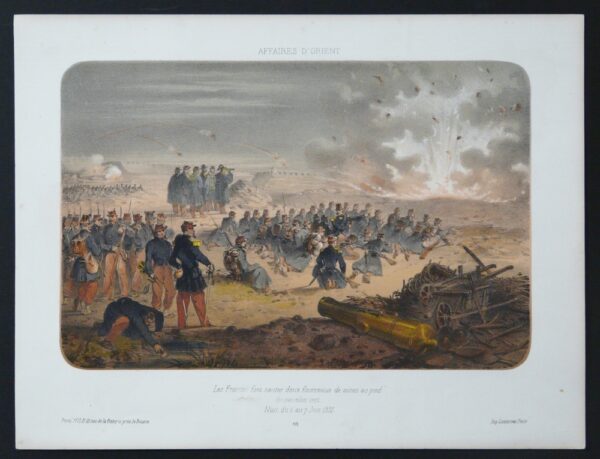 Affaires d'Orient. Les Francais font sauter deux fourneaux de mines au pied du mamelon vert. Nuit du 6 au 7 Juin 1855