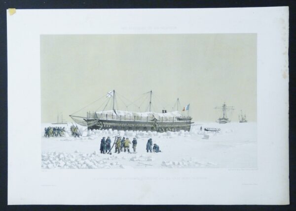 Cicéri, Eugéne - Bayot, A. - Morel Fatio, Antoine: Nos souvenirs de Kil-Bouroun. La batterie flottante la tonnante se fortifiant dans les glaces devant Kil-Bouroun