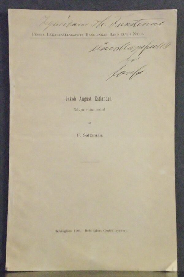 Jakob August Estlander. Några minnesord af F. Saltzman