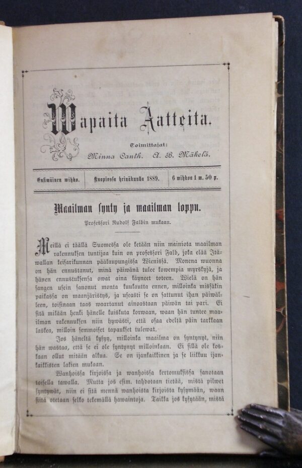 Minna Canth - A. B. Mäkelä Wapaita aatteita (1889)