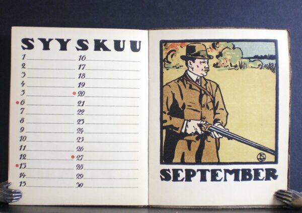 Sparre, Louis: Kalender. Godt Nytt År 1908. Kalenteri. Onnellista Uutta Vuotta 1908