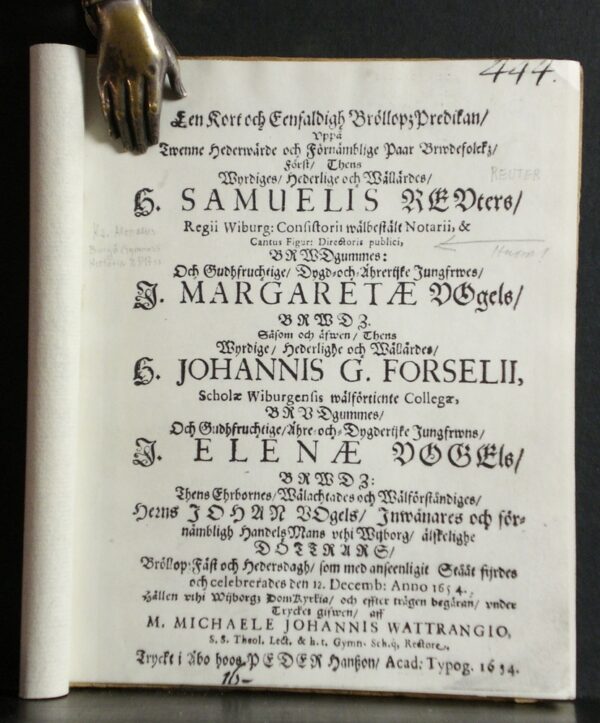 Een kort och eenfaldigh bröllopzpredikan (1654)