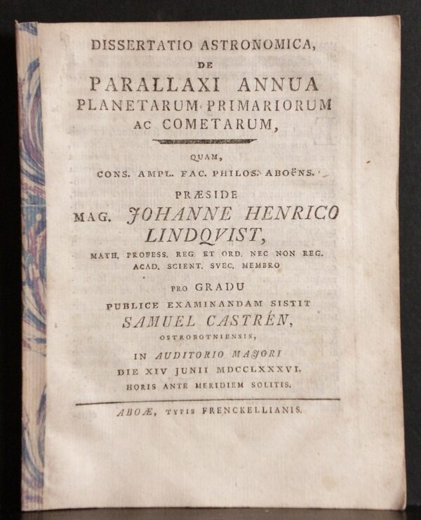 De parallaxi annua planetarum primariorum ac cometarum (1786)