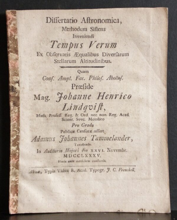 Methodus inveniendi Tempus Verum ex observatis aequalibus diversarum stellarum altitudinibus (1785)