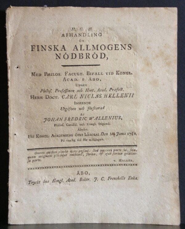 Om finska allmogens nödbröd (1782)