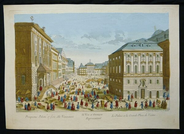 Vue d'Optique: Daumont: Le Palais et la Grande Place de Vienne. Prospectus Palatii et fori Alti Viennensis