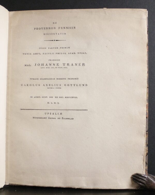 De proverbiis Fennicis : dissertatio cuius partem primam (1818)