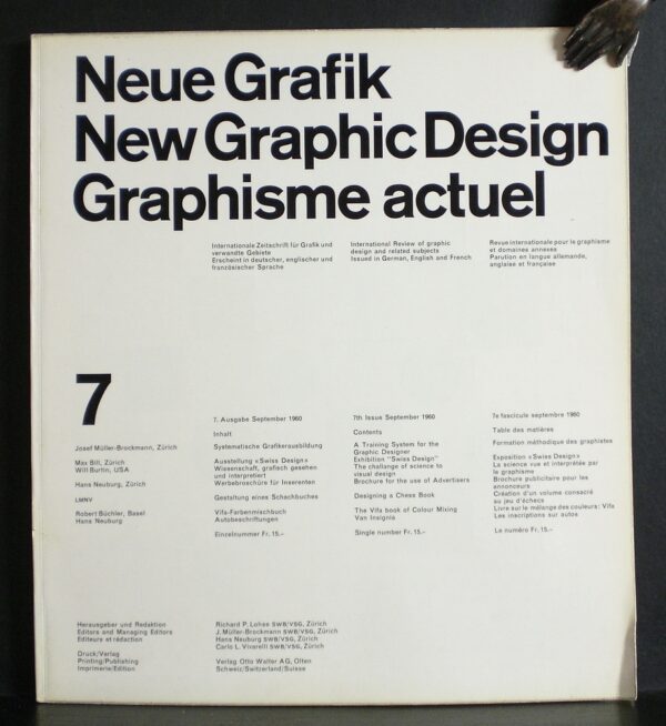 Lohse, Richard L. et al , editor: Neue Grafik. New Graphic Design. Graphisme actuel. 7, September, 1960