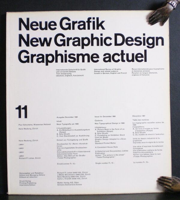 Lohse, Richard L. et al , editor: Neue Grafik. New Graphic Design. Graphisme Actuel. 11, Dezember, 1961