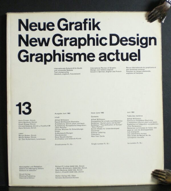 Lohse, Richard L. et al , editor: Neue Grafik. New Graphic Design. Graphisme Actuel. 13, Juni, 1962