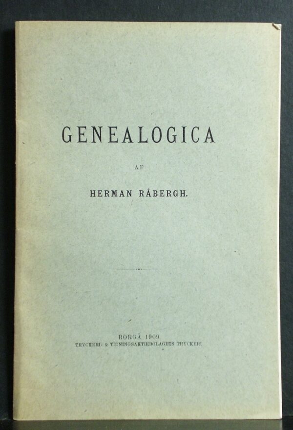 Genealogica af Herman Råbergh (1909)