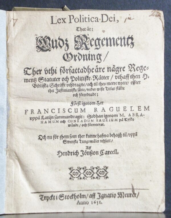 Lex Politica Dei 1651