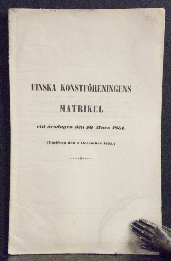 Finska Konstföreningens matrikel vid årsdagen den 10 mars 1851