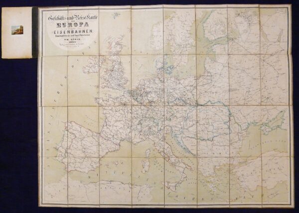 Geschäfts- und Reise-Karte von Europa mit Angabe aller Eisenbahn, Dampfschiffslinien und Haupt Poststraßen (1868)