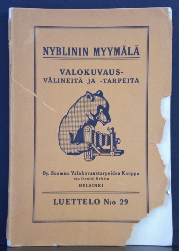 Valokuvausvälineitä ja -tarpeita. Luettelo N:o 29. Nyblinin myymälä