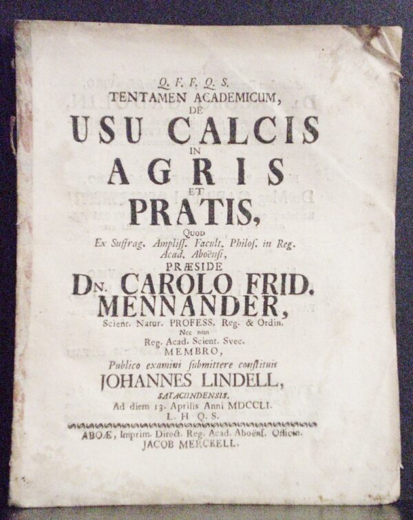 De usu calcis in agris et pratis (1751)
