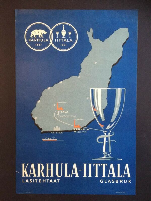 Hongell, Göran: Karhula-Iittala lasitehtaat, glasbruk | Original poster