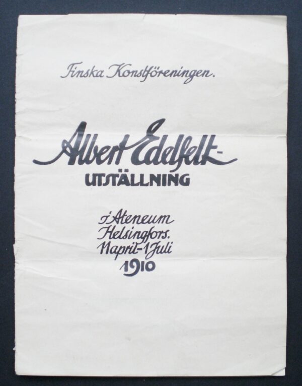 Albert Edelfelt utställning i Ateneum Helsingfors 11 april-1 juli 1910