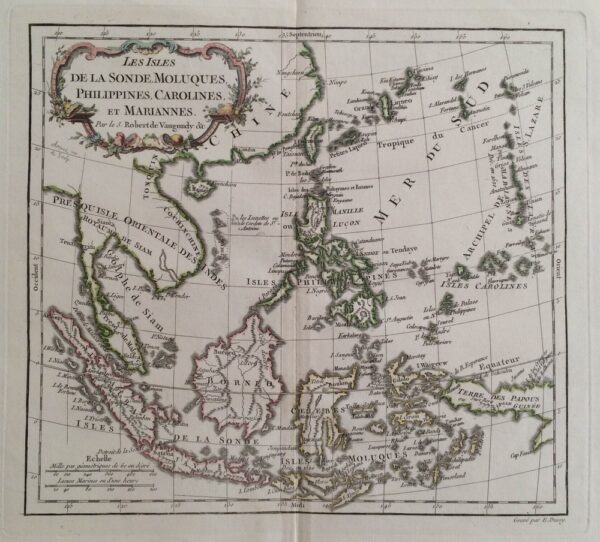 ROBERT DE VAUGONDY Les Isles de la Sonde, Moluques, Philippines, Carolines, et Mariannes (1760)