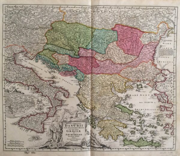 Homann, Joh. Bapt.: Fluviorum in Europa principis Danubii Cum Adiacentiibus Regnis nec non totius Graeciae et Archipelagi Novissima Tabula