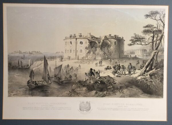 O.W. Brierly del.t J. Needham lith.: Fort Nottich, Bomarsund. August, 1854. Breach made by the English Battery of three 32 pounders, manned by Marines & Blue Jackets under command of Cap.n. W.Ramsay, H.M.S. Hogue
