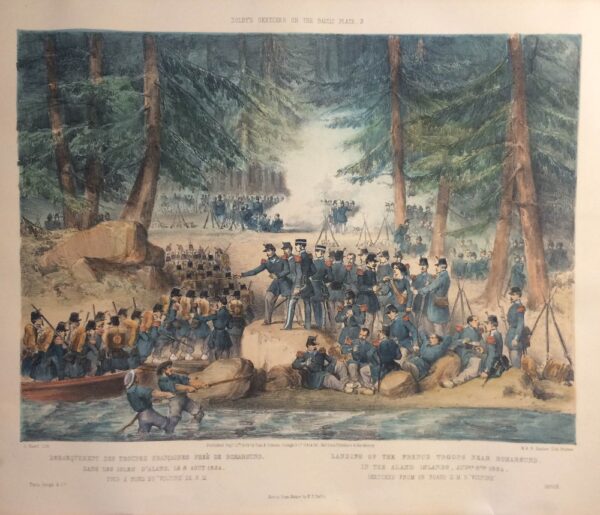 Dolby, E. T.: Landing of the French Troops near Bomarsund. In the Aland islands, Aug. 8th 1854. Sketched from on board H.M.S."Vulture"