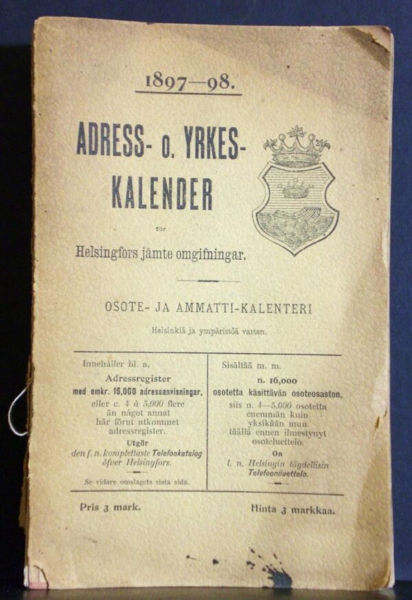 Adress- o. yrkeskalender för Helsingfors jämte omgifningar 1897-98