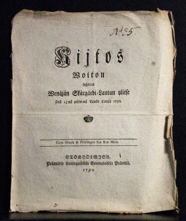 Kijtos woiton suhteen Wenäjän skärgårdi-lautan ylitse sinä 15:nä päiw:nä touko kuusa 1790