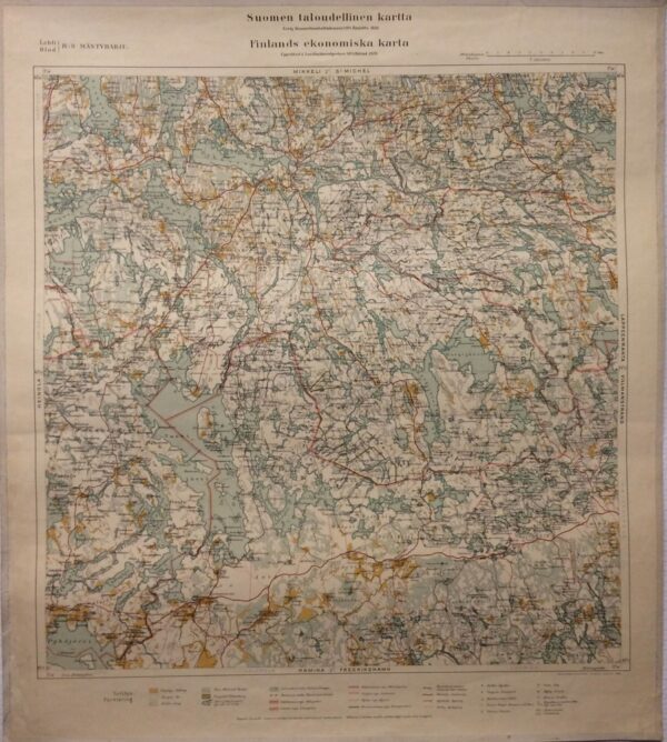 Mäntyharju. Suomen taloudellinen kartta. Finlands ekonomiska karta. (1920)