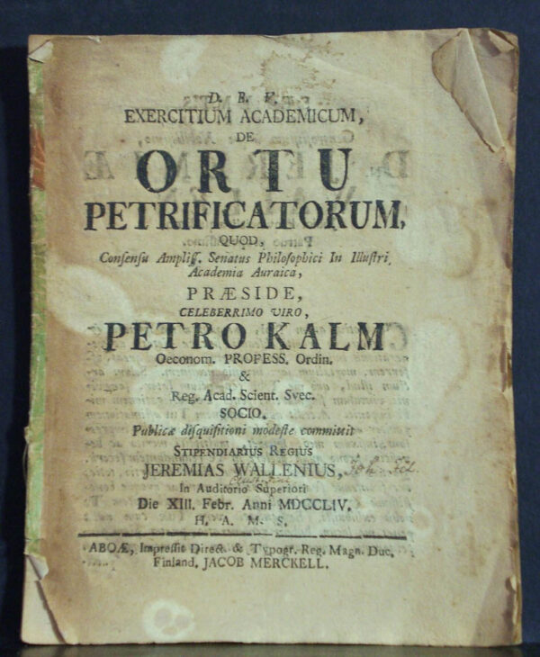 PEHR KALM De ortu petrificatorum (1754)