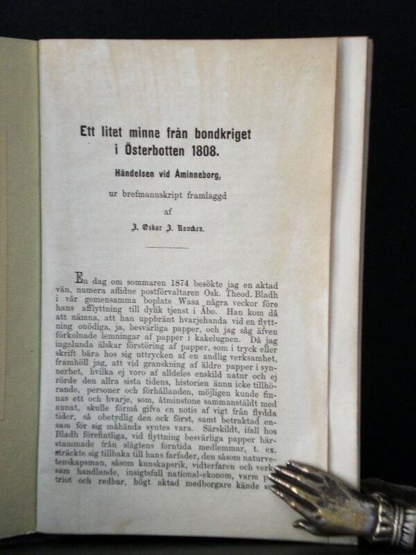 Ett litet minne från bondkriget i Österbotten 1808. Händelsen vid Åminneborg